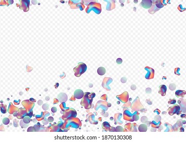 Hologram Bubble Art Vector Transparent Background. Trendy Liquid Illustration. Iridescent Futuristic Fluid Banner. Color Creative Template.
