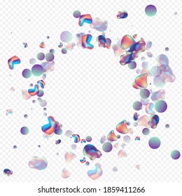 Hologram Bubbles Shape Vector Transparent Background. Gradient Fluid Design. Neon Geometric Blob Template. Light Cosmic Banner.