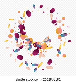 Hologram Circle Abstract Transparent Background. Multicolored Carnaval Dot Design. Carnival Banner. Unicorn Vector Background.