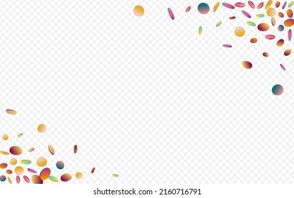 Hologram Circle Effect Transparent Background. Unicorn Abstract Dot Illustration. FallingFestive Postcard. Colorful Transparent Texture.