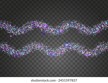 Hologram Confetti. Digital Dust. Disco Surprise Illustration. Carnival Background. Laser Concept. Purple Happy Effect. Cristal Banner. Rainbow Sparkle. Blue Hologram Confetti