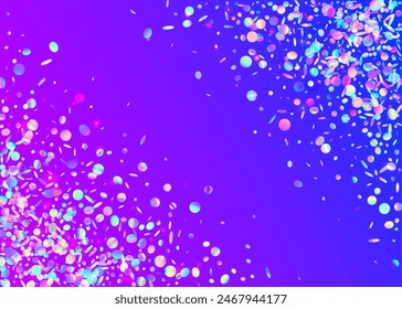 Hologram Confetti. Purple Laser Serpentine. Digital Banner. Carnival Tinsel. 3d Isolated Backdrop. Happy Texture. Modern Ribbon. Holographic Sparkle. Blue Hologram Confetti