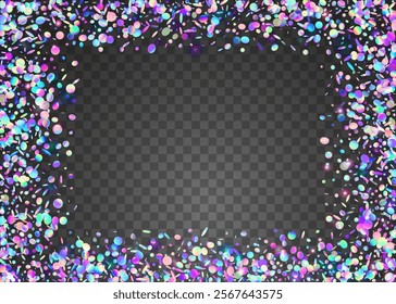 Hologram Confetti. Rainbow Background. Glare Pattern. Happy Surprise Backdrop. Cristal Ribbon. Falling Banner. Purple Light Paper. Unicorn Glitter. Pink Hologram Confetti