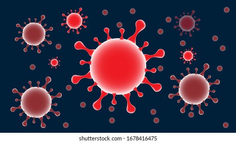 Hologram of coronavirus COVID-2019 on futuristic background. Deadly type of virus 2019-nCoV. models of coronavirus bacteria. Vectonic illustration in HUD style