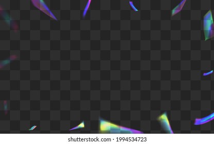 Hologram Cristal Vektor transparenter Hintergrund. Leuchtende Glints-Karneval-Vorlage. Leichtes Kaleidoskop-festes Design. Rainbow Paper Glitter Muster.