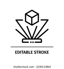 hologram cube icon. editable stroke