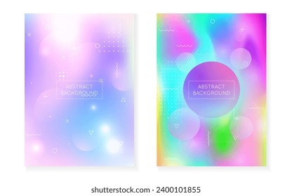 Hologram Design. Holographic Background. Summer Dots. Round Multicolor Magazine. Blue Space Shape. Soft Vector. Motion Flyer. Modern Fluid. Purple Hologram Design