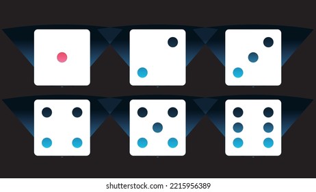 hologram dice game icon set on white background, icon for game design, flat illustration, casino concept, random symbol, luck sign, simple design