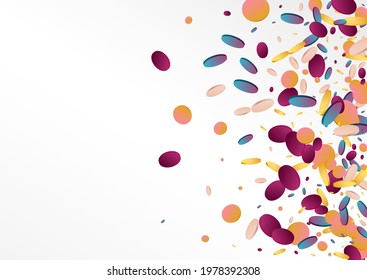 Hologram Dot FallingFestive Grey Background. Holographic Celebrate Confetti Texture. Invitation Background. Multicolored Carnaval Backdrop.