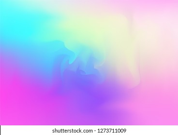Hologram Dreamy Vector Fairy Tale Background. Rainbow Girlie Iridescent Gradient, Holographic Fluid Poster Wallpaper. Neon Hologram, Fairy, Magic Pearlescent Banner. Glam Contrast Hipster Texture
