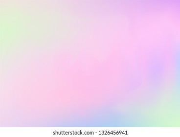 Hologram Dreamy Vector Fairy Tale Background. Gradient Design, Holographic Rainbow Girlie Iridescent Waves Wallpaper. Bright Pearlescent Hologram Fairy, Organic Banner. Modern Tech Music Sound