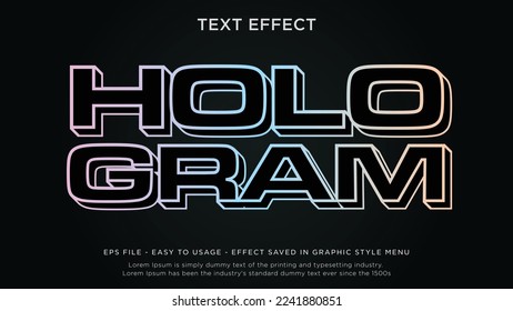 Hologram editable text effect with 3d line style