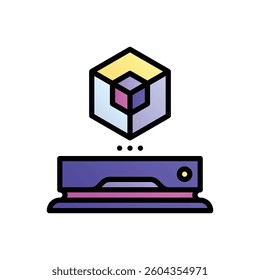 Hologram. Editable vector icon, coloured with outlined stroke.