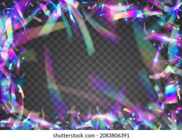 Hologram Effect. Falling Tinsel. Blur Element. Shiny Celebrate Serpentine. Purple Metal Texture. Glamour Foil. Cristal Glare. Fantasy Art. Blue Hologram Effect