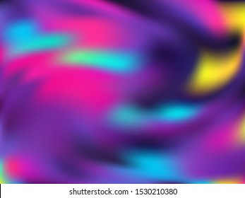 Hologram effect glitch gradient vector design. Bright neon party graphics background. Polar lights liquid colors background. Elegant neon glitch effect hologram gradient wallpaper.