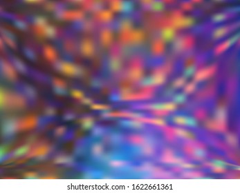 Hologram effect glitch gradient vector design. Fluorescent neon party graphics background. Liquid colors splash background. Hipster neon glitch effect hologram gradient wallpaper.