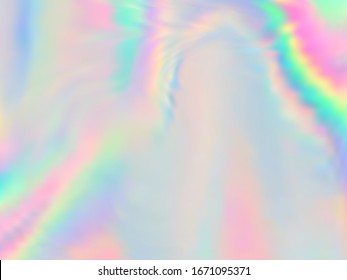 Hologram effect glitch gradient vector design. Lucent pastel rainbow unicorn background. Liquid colors splash background. Surreal neon glitch effect hologram gradient wallpaper.