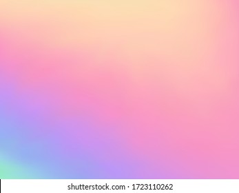 Hologram effect glitch gradient vector design. luminous pastel rainbow unicorn background. Polar lights liquid colors background. Blurry neon glitch effect hologram gradient wallpaper.