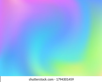 Hologram effect glitch gradient vector design. Futuristic pastel rainbow unicorn background. Hologram colors liquid background. Lucid neon glitch effect hologram gradient wallpaper.