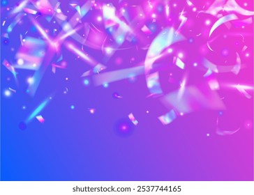 Hologram Effect. Rainbow Tinsel. Purple Happy Glitter. Isolated Poster. Disco Ribbon. Glare Element. Explosion Background. Laser Christmas Explosion. Blue Hologram Effect