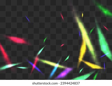 Hologram Flash Vector Transparent Background. Color Kaleidoscope Flying Template. Gradient Cristal Abstract Wallpaper. Shiny Effect Glints Brochure.