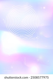 Hologram Fluid. Minimal Shape. Purple Round Pattern. Dynamic Flyer. Tech Concept. Abstract Design. Retro Futuristic Composition. Science Dots. Violet Hologram Fluid