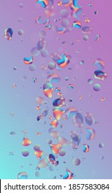 Fondo Azul del Vector Moderno del Fluido Holograma. Cubierta de burbujas hipster. Neon Graphic 3d Flyer. Folleto digital irlandés.