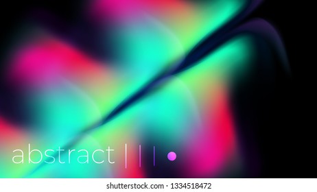 Hologram fluid shape abstract vector  template. right neon glowing elements. Cover mockup with dark background