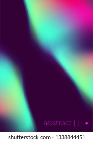 Hologram fluid shape abstract vector  template. right neon glowing elements. Cover mockup with dark background