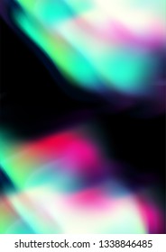 Hologram fluid shape abstract vector  template. right neon glowing elements. Cover mockup with dark background