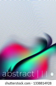 Hologram fluid smoky cover template with blending to geometric lines. Abstract modern a4  vector mockup