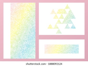Hologram geometric with Liquid gradient Invitation Set. Glitter Trendy Paper. Rainbow Poster. Foil Vector Texture.