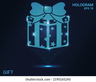 The hologram is a gift. A holographic projection is a gift. A shimmering stream of particle energy. Scientific design holiday.