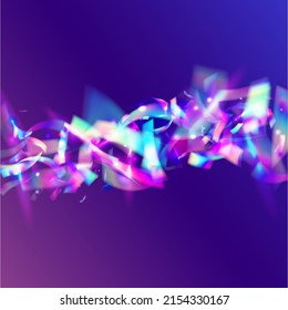 Hologram Glare. Metal Abstract Decoration. Surreal Foil. Violet Retro Effect. Blur Prism. Fantasy Art. Iridescent Background. Bokeh Confetti. Purple Hologram Glare