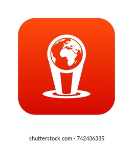 Hologram globe icon digital red for any design isolated on white vector illustration