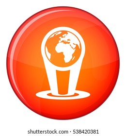 Hologram globe icon in red circle isolated on white background vector illustration