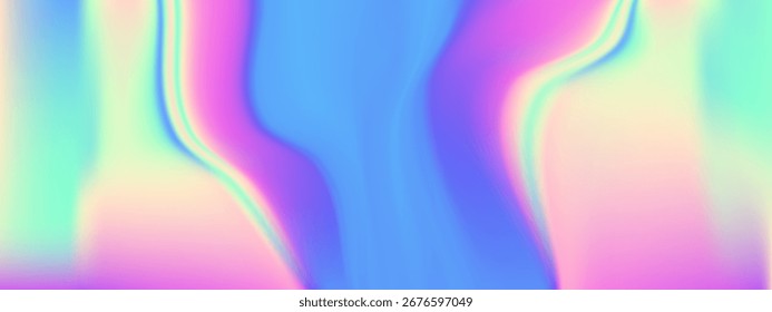 Gradación holográfica con degradado de arco iris rosa y texturas pastel iridiscentes. Patrones de papel de aluminio sin costuras o efectos de perlas cromadas para fondos de unicornio. Mallas de aurora 3D o pinturas espaciales multicolores.