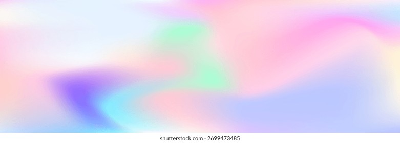 Gradiente de holograma. Textura Abstractas. Fondo de Pop azul. Papel de moda. Folleto futurista suave. Tarjeta del arco iris. Fondo perlado. Diseño brillante. Gradiente de holograma violeta