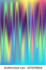 Hologram gradient background. Iridescent bright holo print texture. Holographic vaporwave digital pattern. Pearlescent unicorn vector backdrop. Spectrum blur aura gradient holography.