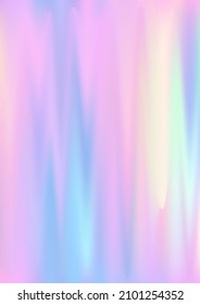 Fondo del degradado del holograma. Textura de holo pastel irlandés. Patrón digital holográfico. Fondo vectorial de unicornio de perlas. Holografía del fluido del gradiente de aura del espectro borroso.