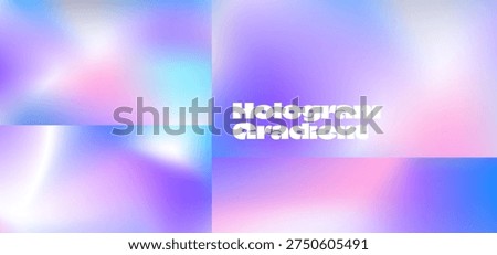 Hologram Gradient Background. Iridescent Pattern with Pink and Blue Color Gradation. Rainbow Pastel Light Texture. Holographic Foil Metal Effect