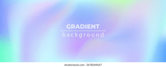 Fondo de gradiente de holograma con patrón violeta y azul iridiscente para el diseño holográfico moderno del arco iris. Graduación cromada de color pastel y superposición de textura de lámina suave. Vector