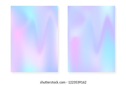 Fondo de degradado holograma con tapa holográfica. estilo retro de los años 90 y 80. Plantilla gráfica iridiscente para volante, afiche, banner, aplicación móvil. Gradiente holográfico mínimo multicolor.