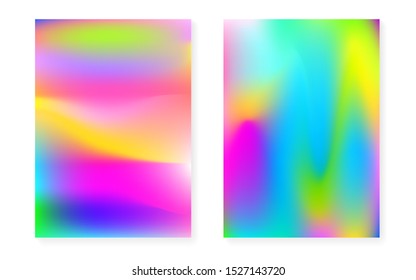 Hologramm Farbverlauf-Hintergrund mit holografischer Abdeckung. 90er, 80er Jahre Retro-Stil. Bildvorlage für Flyer, Poster, Banner, mobile App. minimaler Hologramm-Farbverlauf aus Plastik.