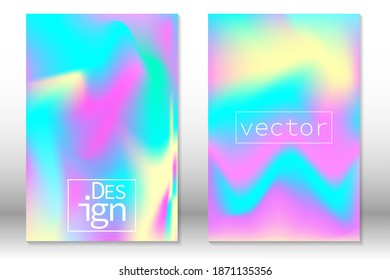Fondo del degradado del holograma. Conjunto de portada holográfica. Plantilla gráfica irlandesa para banner, invitación, pantalla móvil.