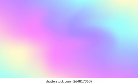 Gradiente de holograma. Textura suave azul. Fondo perlado. Difuminar folleto geométrico. Portada de moda. Fondo irisado. Luz de fantasía. Formas de metal. Gradiente de holograma rosa