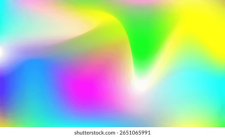 Hologramm Gradient. Helle Flüssigkeit. Irisierende Textur. blauer glänzender Hintergrund. Chrome Flyer. Popkonzept. Holografische Textur. Broschüre zu weichem Benzin. violetter Hologrammverlauf