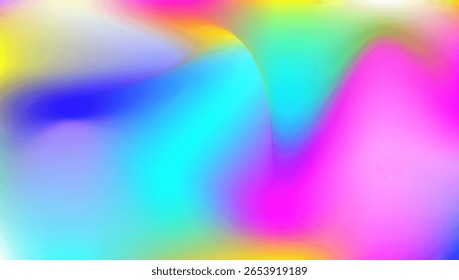 Hologram Gradient. Holographic Texture. Shiny Minimalist Invitation. Plastic Light. Hipster Foil. Neon Design. Abstract Background. Pink Retro Texture. Blue Hologram Gradient