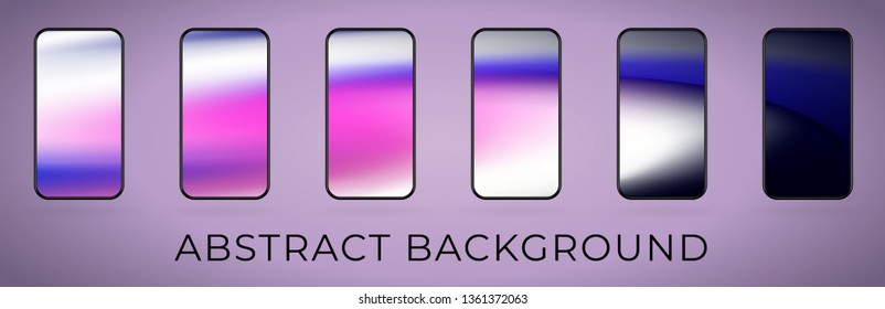 Hologram gradient mobile wallpaper collection. Modern UI screen backdrop. Vector illustration. 