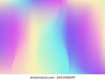 Hologramm Gradient. Perlglanztextur. Pop minimalistische Illustration. Retro-Banner. Plastikpapier. Moderne Folie. Holografische Textur. violetter unscharfer Hintergrund. rosafarbener Hologrammverlauf